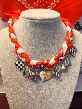 University of Tennessee Braided Bandana Charm Necklace, VOLS, Volunteers, 26”